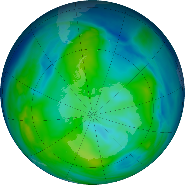 Antarctic ozone map for 09 June 2006